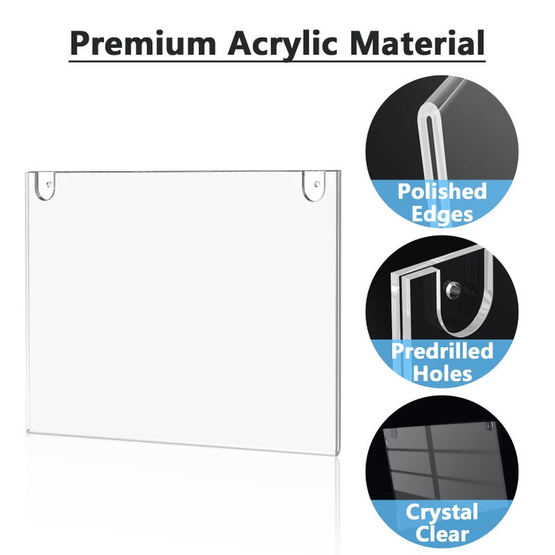 ماكسجير حامل لافتات أكريليك من ماكس جير، مقاس 8.5 × 11 بوصة، حامل لافتات جداري، إطار صور بلاستيكي شفاف مع أشرطة لاصقة ومسامير، مناسب للمكاتب والمنازل والمتاجر والمطاعم والمناظر الطبيعية، عبوة من 6 قطع - Image 2